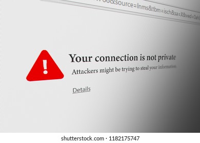 Web Browser Your Connection Not Private Stock Illustration 1182175747