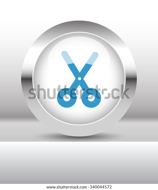 Web\
button with Scissors illustration on abstract\
table