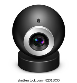 Web Cam Icon In Black On Isolated White Background.
