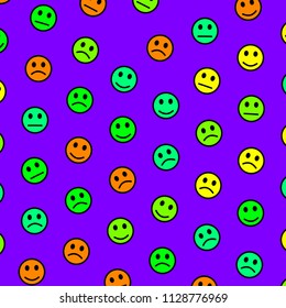Web decoration. Simple pattern. Folk composed of amusing faces.