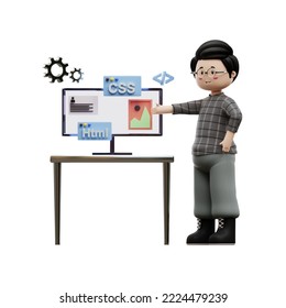 Web developer working on project 3D Illustration