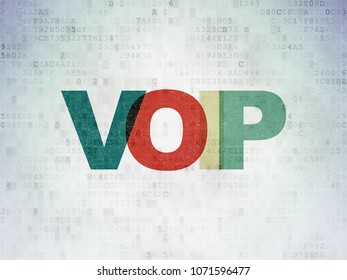 Web Development Concept: Painted Multicolor Text VOIP On Digital Data Paper Background