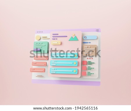 Web development and web UI-UX design concept. Web building and SEO optimization marketing. 3d rendering.