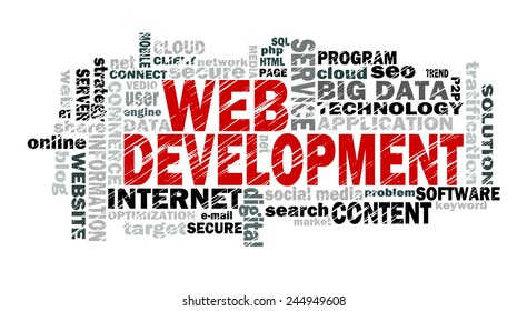 Web Development Word Cloud Related Tags Stock Illustration 244949608 