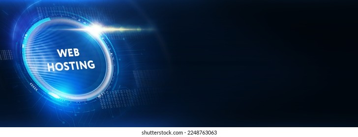 Web Hosting. The activity of providing storage space and access for websites. Business, modern technology, internet and networking concept. 3d illustration