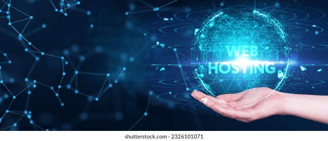 Web Hosting. The activity of providing storage space and access for websites. Business, modern technology, internet and networking concept.  