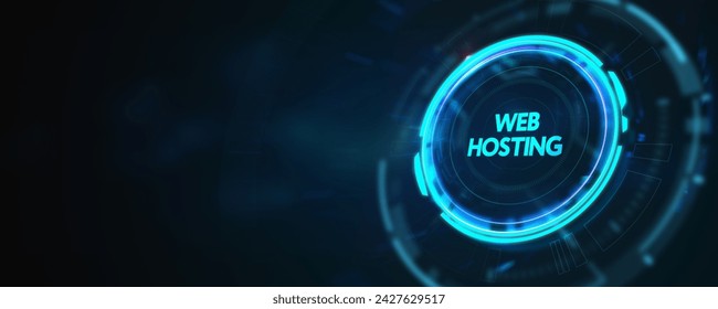 Web Hosting. The activity of providing storage space and access for websites. Business, modern technology, internet and networking concept. 3d illustration
