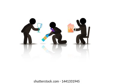 web icons of people. Figures of people drinking alcohol wine and beer - Powered by Shutterstock