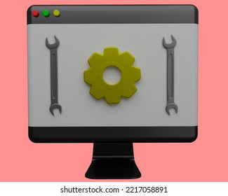 Web Maintenance Icon 3D Rendering.
