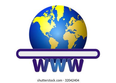 Web poster with earth globe and web icon