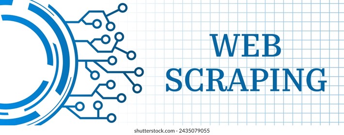 Web scraping text written over blue background.
