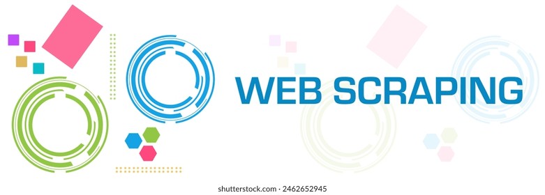 Web scraping text written over colorful background.