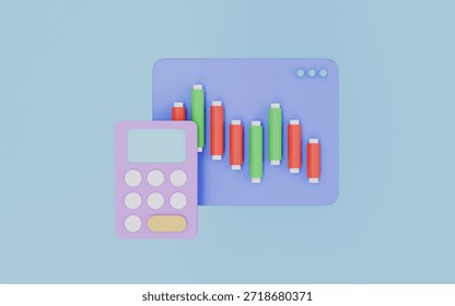 Web screen with candlesticks and cursor, Trading and stock market, Concept of money investment