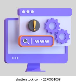 Web Search Maintenance Icon 3d Illustration