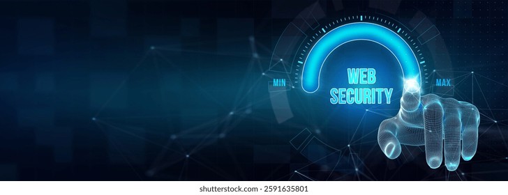 Web security. Cyber security, computer data encryption and internet protection. 3d illustration