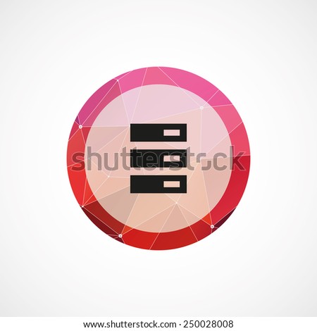 web server circle pink triangle background icon, isolated on white background 
