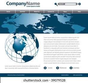 web site design template with globe