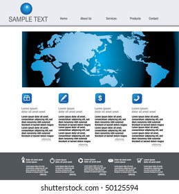Web site design template with globe