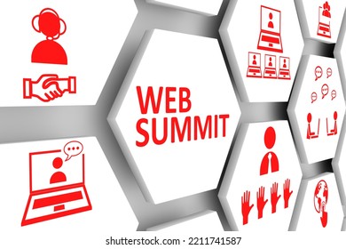 WEB SUMMIT Concept Cell Background 3d Illustration