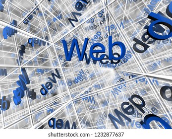 web tesseract 3D illustration