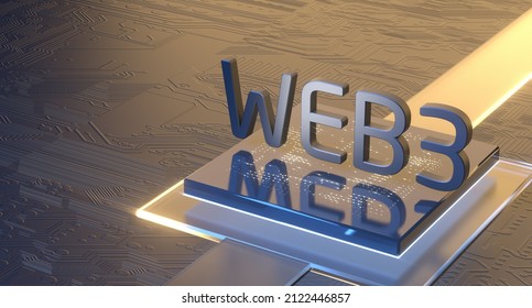 Web3 Decentralized Futuristic Internet Technology 3d Illustration