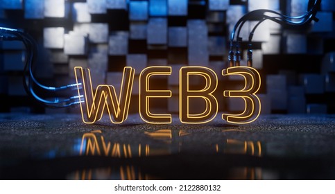 Web3 Decentralized Futuristic Internet Technology 3d Illustration