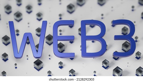 WEB3 next generation world wide web blockchain technology with decentralized information, distributed social network 3d illustration