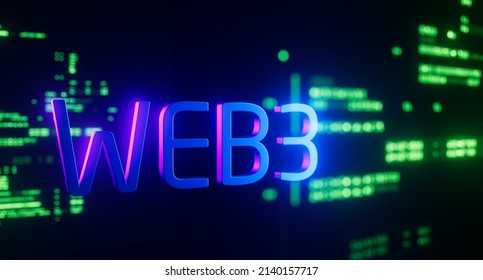 WEB3 next generation world wide web blockchain technology with decentralized information, distributed social network 3d illustration