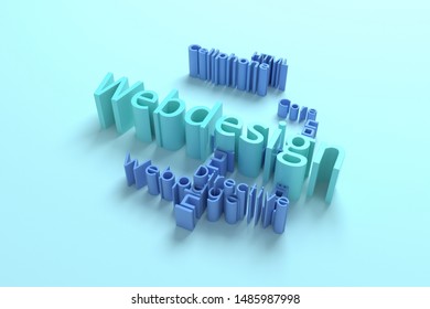 Webdesign, ICT, information technology keyword words cloud. For web page or design, as graphic resource, texture or background. 3D rendering.