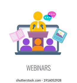 Webinar icon. Online meeting or presentation on the Internet. Education and business. Inbound marketing. Digital marketing. Trendy flat style. - Powered by Shutterstock