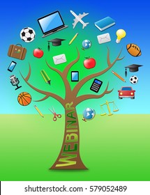 Webinar Tree Online Education Virtual Internet Lessons Means Web E-learning At College Or University Level Or Corporate Skills Coaching And Instruction