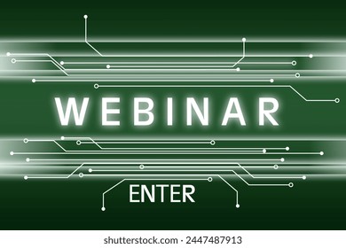 Webinar website page with word Enter on green background - Powered by Shutterstock