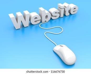 Website click. 3D rendered Illustration. Isolated on white.