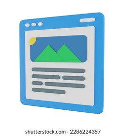 website content 3d render icon illustration, content management system
