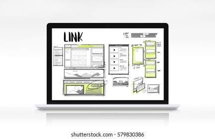 Website development layout sketch drawing