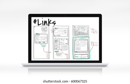 Website development layout sketch drawing