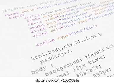 Website HTML Code Browser View On White Background.