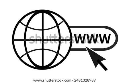Website Icon. Vector www icon. Web icon. Website icon page symbol for your web design. Internet world vector. browser