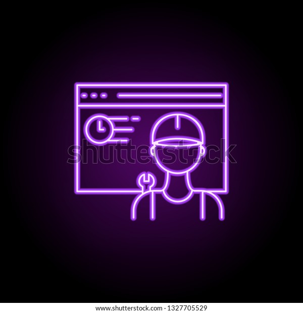 website maintenance icon. Elements of Web\
development in neon style icons. Simple icon for websites, web\
design, mobile app, info\
graphics