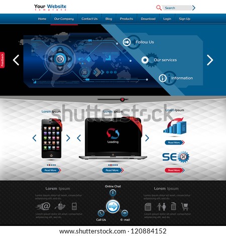 website template for product presentation, contains textured forms and high detailed elements, vector version is in my portfolio