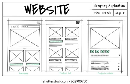 Website Template Sketch Layout Idea Stock Illustration 653695546