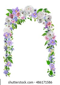 Wedding Arch, Arbor Of Flowers For Design.anemones, Primroses, Freesia, Lilies, Daisy, Clematis ,white Peony And Gerbera