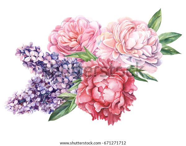 Illustration De Stock De Bouquet De Mariage Fleurs Pivoines