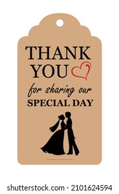 Wedding Cake Box Tag, Thank You Tag