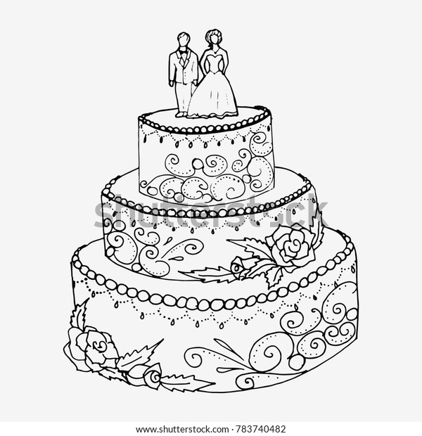 Wedding Cake Couple Hand Drawn Illustration のイラスト素材 Shutterstock