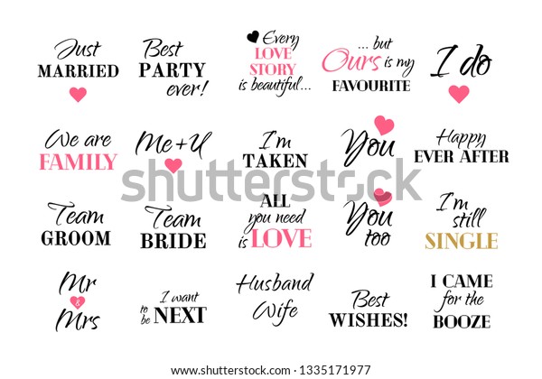 Wedding Caligraphy Set Typography Collection Bride Stock