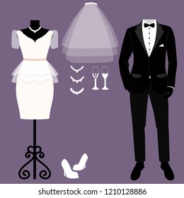 Wedding Card Clothes Bride Groom Wedding Stock Illustration 1210128886 ...