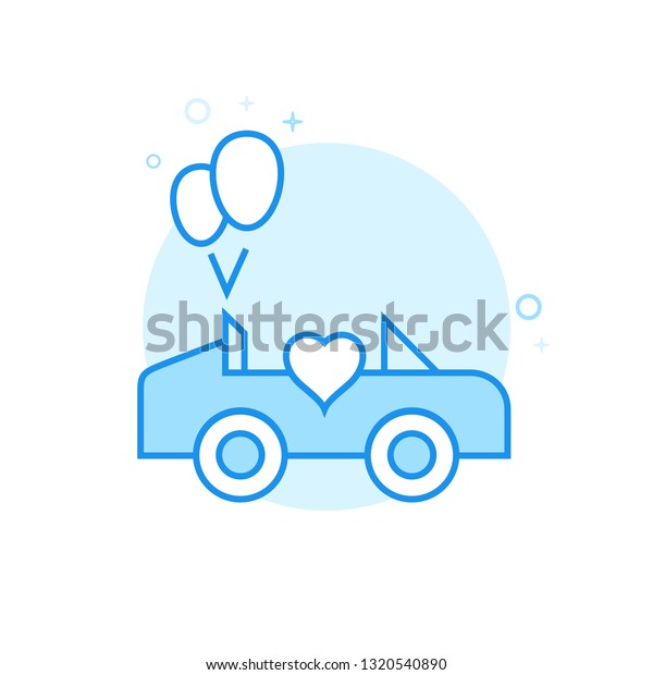 Wedding\
Carriage Flat Icon. Wedding Car, Cabrio Symbol, Pictogram, Sign.\
Light Flat Style. Blue Monochrome Design. Editable Stroke. Adjust\
Line Weight. Design with Pixel\
Perfection.