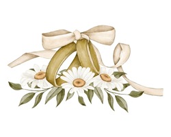Wedding Clipart. Wedding Rings. Ribbon. Bow. Marriage. Religious Engagement. Rings With Flowers. Lily Daisy Flora