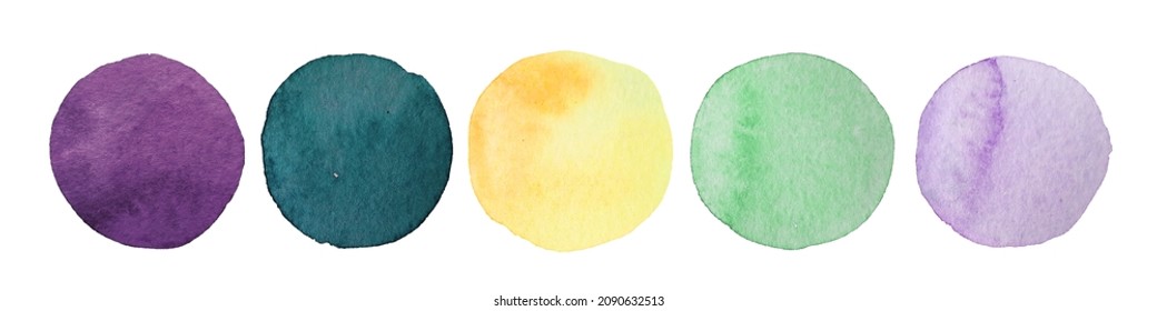  Wedding color pallete idea. Watercolor dot collection. Hand painted Spots on white background. Round, circle Isolated. Blobs of different color. For Wedding dress code card. Abstract bachground. - Powered by Shutterstock